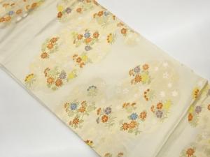 雲に菊・撫子・楓模様織出し名古屋帯